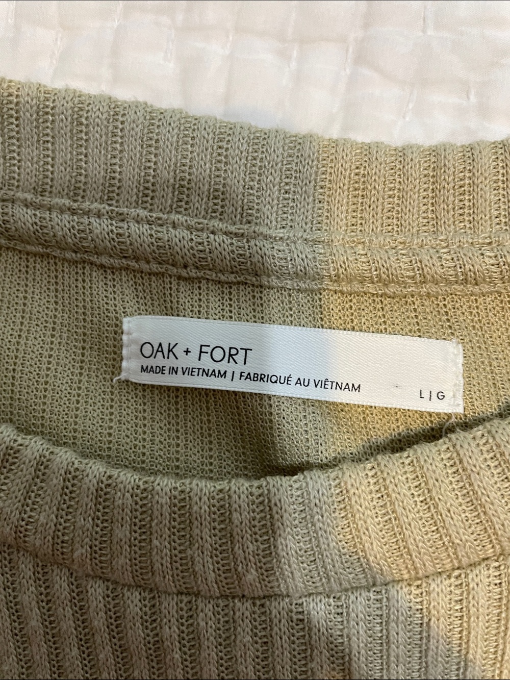 OAK + FORT Ribbed Crewneck Beige Top - Size Large - Picture 5 of 7